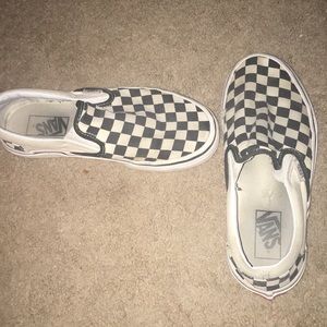 Checkered slip on vans